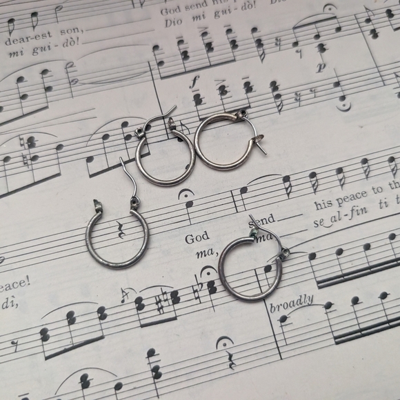 Silver Hoop Earrings Set - Picture 6 of 7